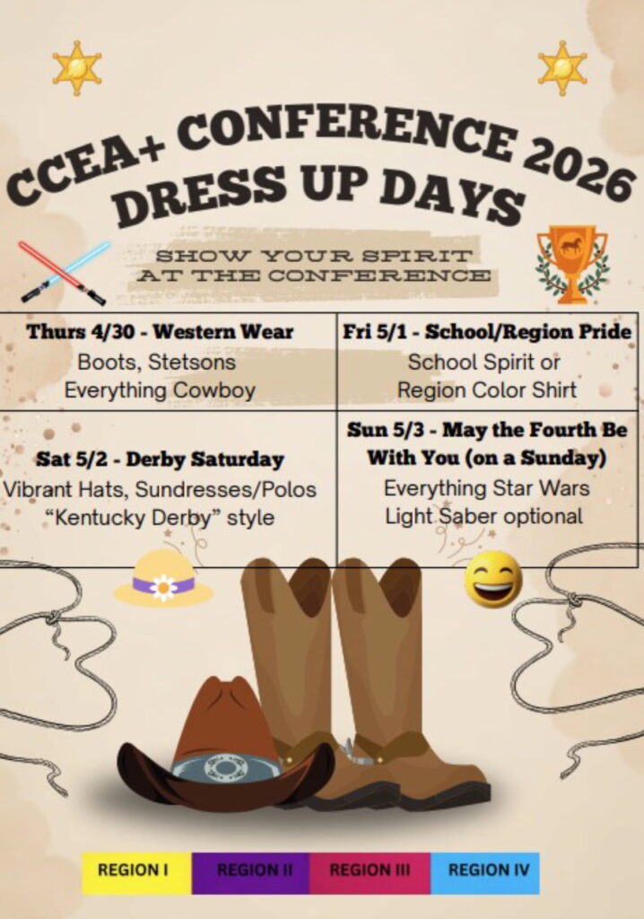 CCEA Plus 2026 Conference Dress Up Days Flyer